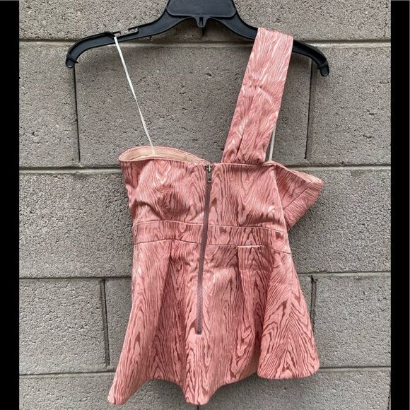 Veronica Beard Sufiana Moire One Shoulder Top 0 - Picture 6 of 9